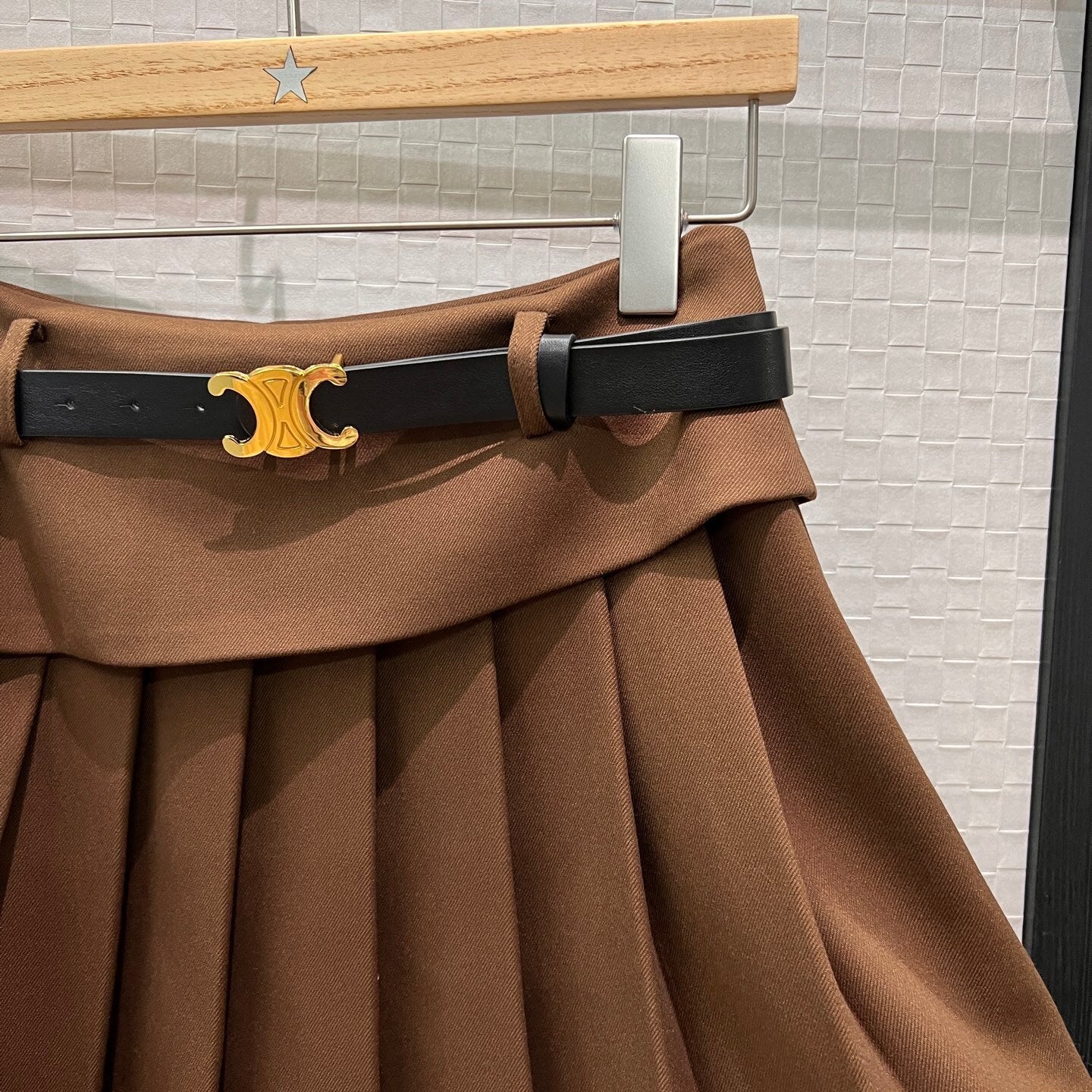 Patchwork Ruffled Pleated Midi Skirt Faux Two-Piece