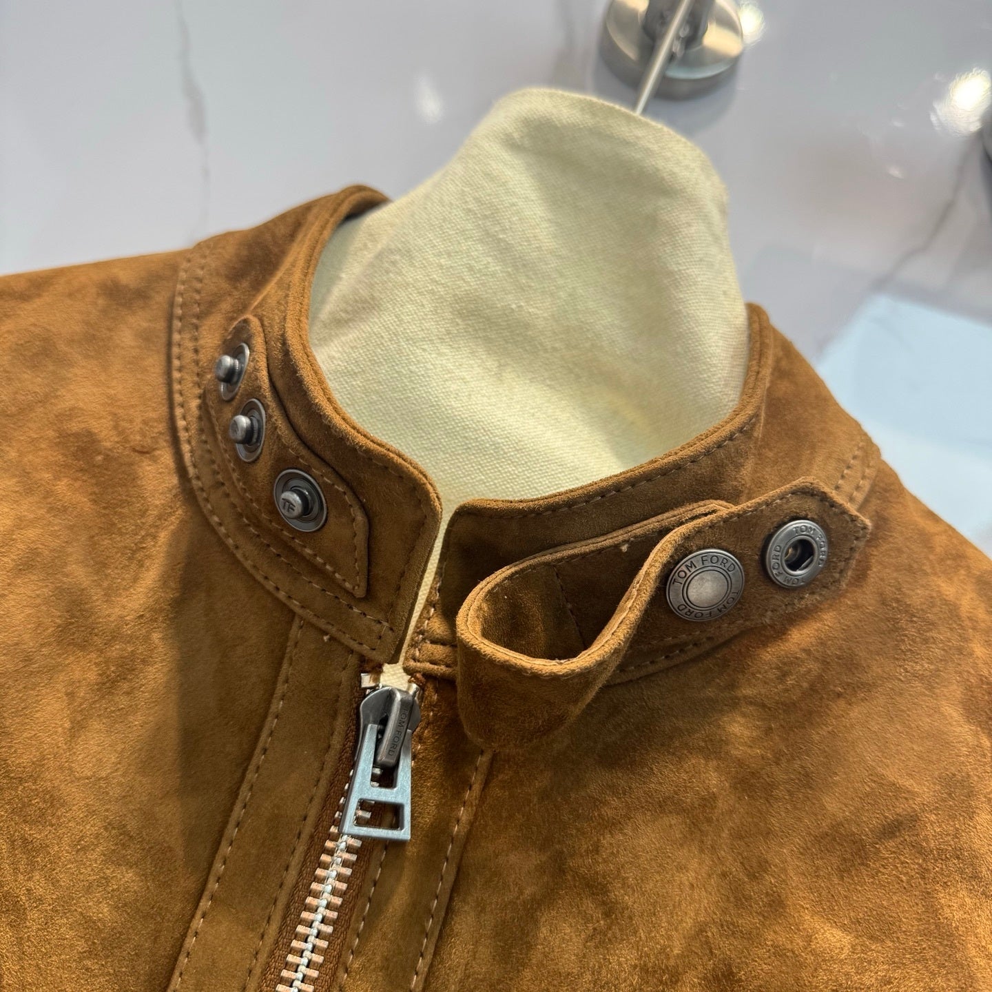 Early Spring Suede Lambskin Jacket Stand Collar