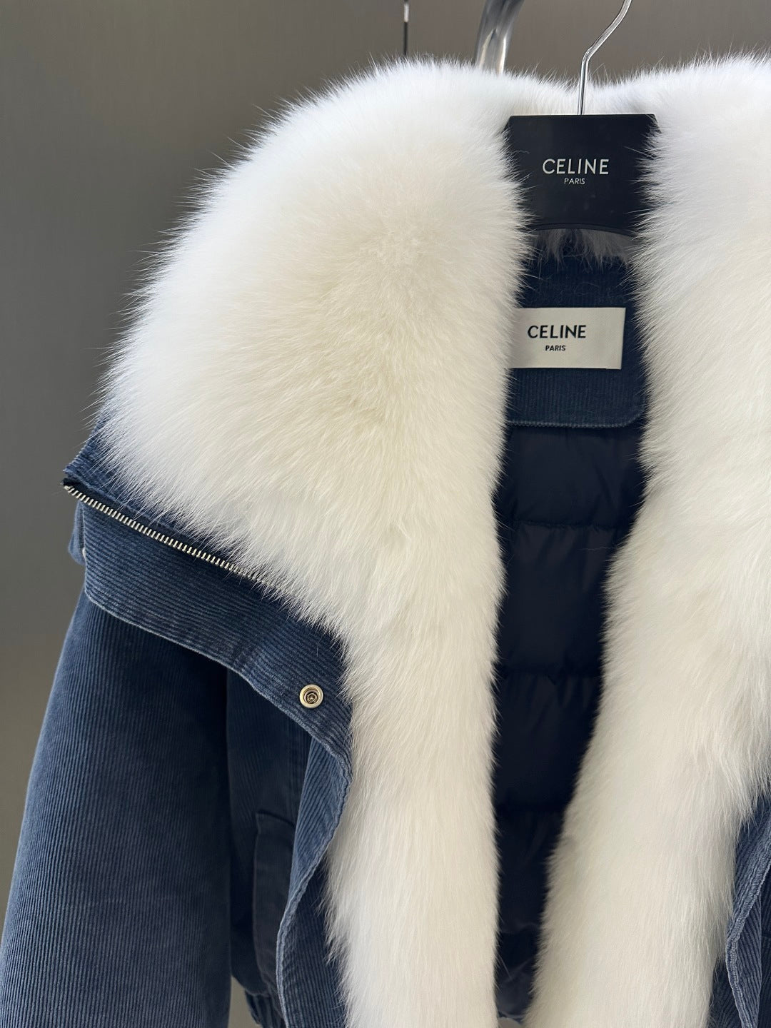 Winter Down Jacket with Imported White Fox Fur Collar