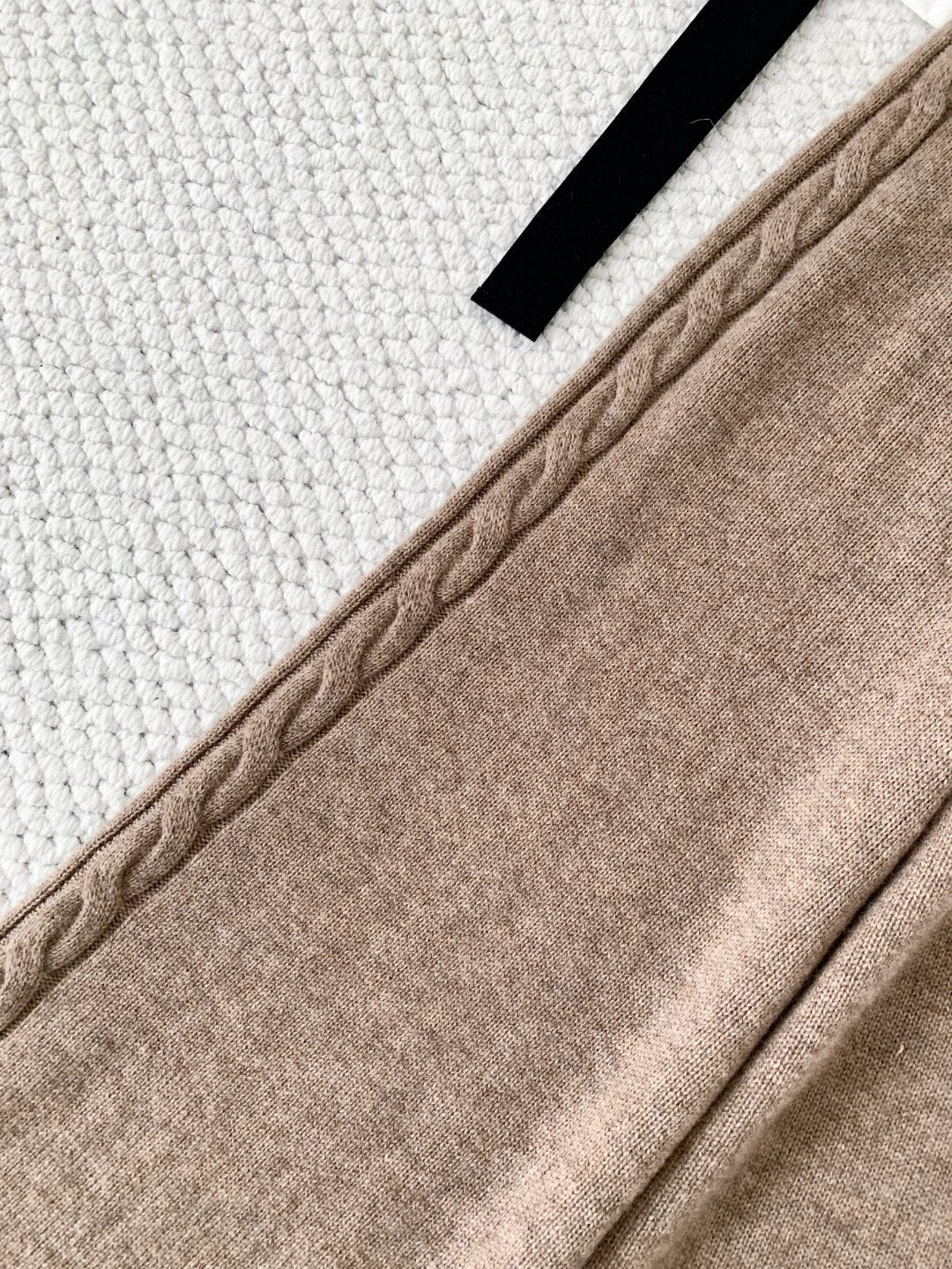 Camel Cable Knit Coarsehair Pants