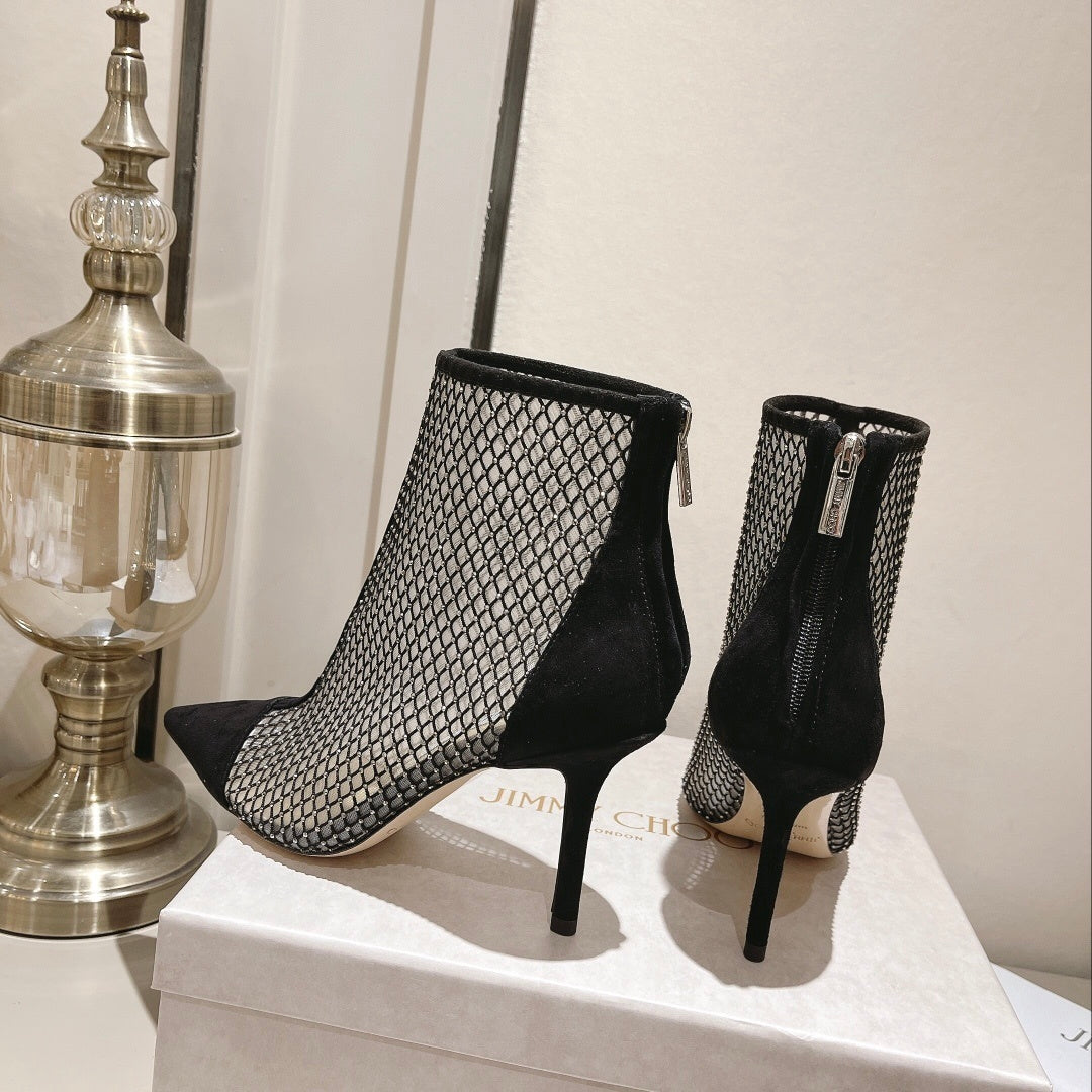 W204 Autumn/Winter Lace Rhinestone High-Heeled Boots