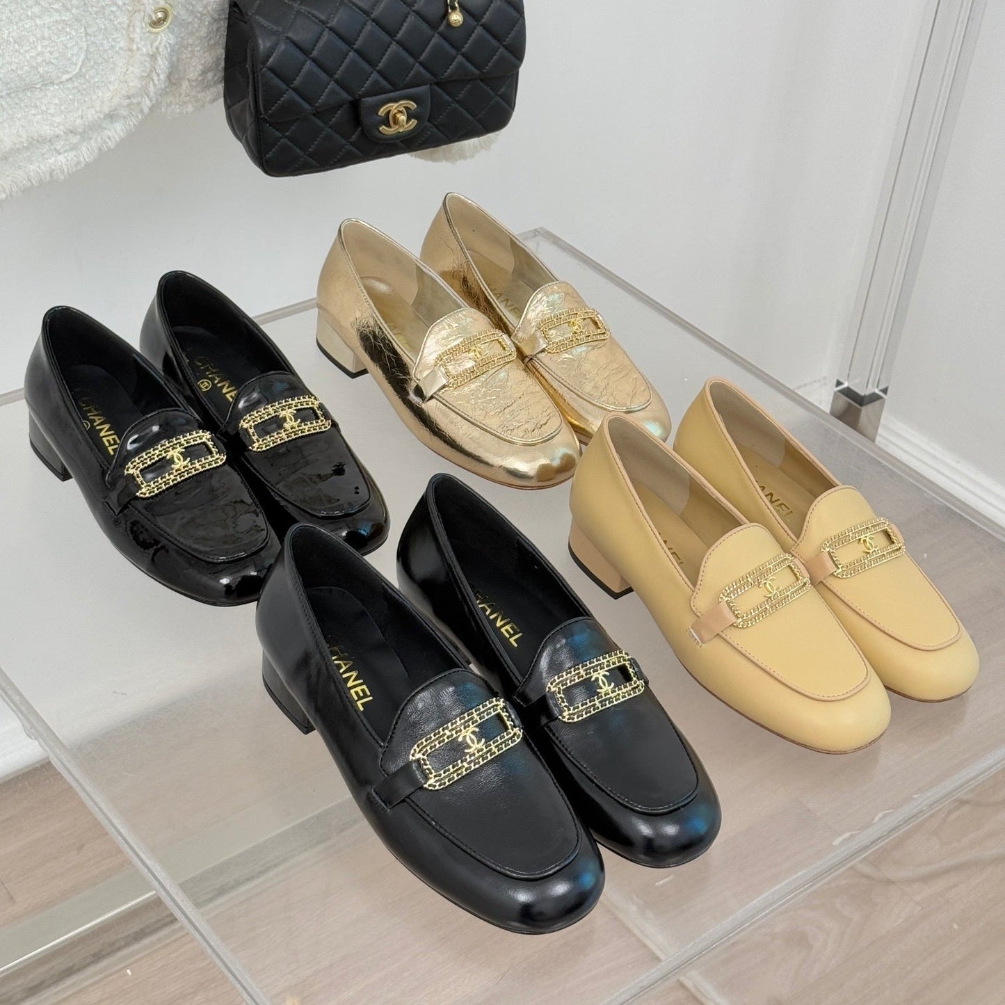 CH 25C Double C Chain Buckle Chunky Heel Loafers