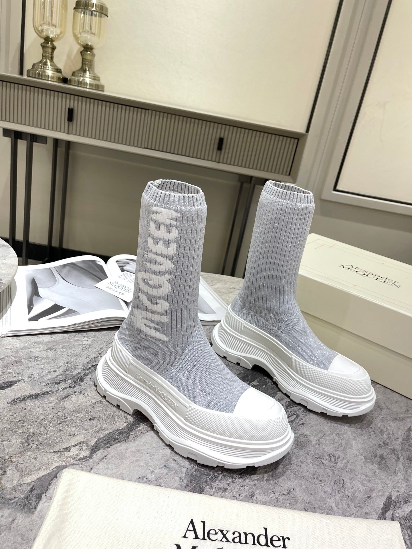 McQ W119 Graffiti Tread Slick Boots