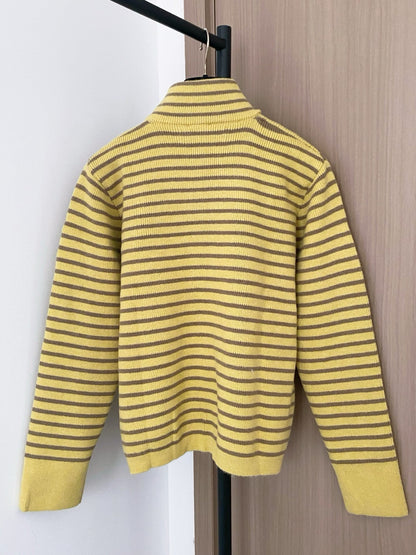 Striped Tricolor Cardigan Logo Embellished Stylish
