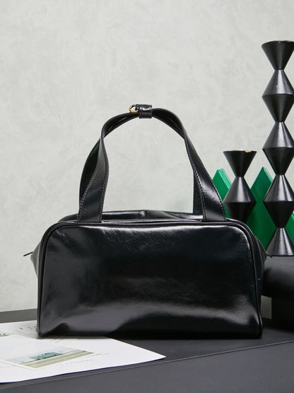 Women’s Black Leather Top-Handle Bag