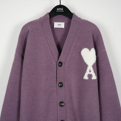 A Alpaca Wool White Heart Cardigan Unisex Loose Fit