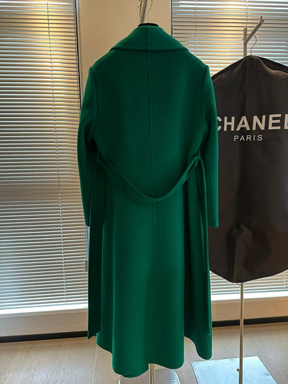 Green Double-Breasted Wool Coat