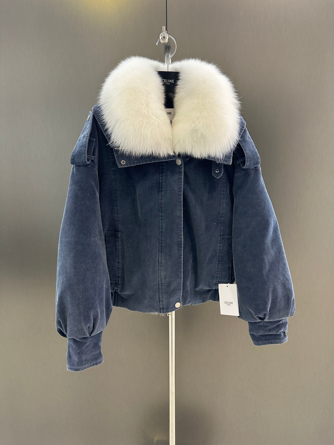 Winter Down Jacket with Imported White Fox Fur Collar