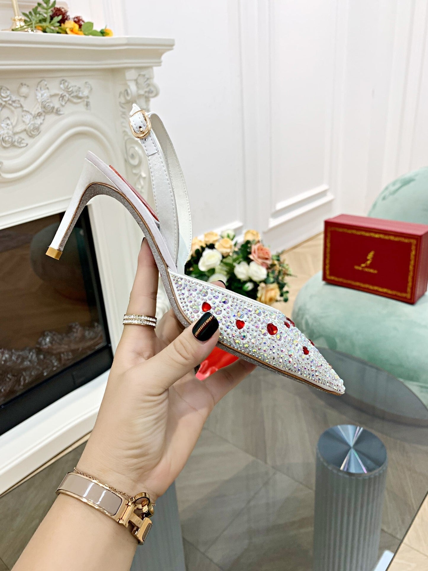 Rene Cao villa RC2021 Crystal High-Heeled Sandals