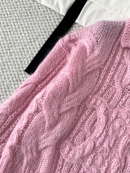 Top-Grade Mohair & Wool Embroidered Sweater Fabric